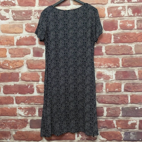 VINTAGE GUNIT FASHIONS DRESS WOMEN'S MEDIUM BLACK WHITE POLKA DOT RUFFLE POPOVER - Picture 1 of 8